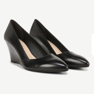Franco Sarto Frankie Black Leather Wedges